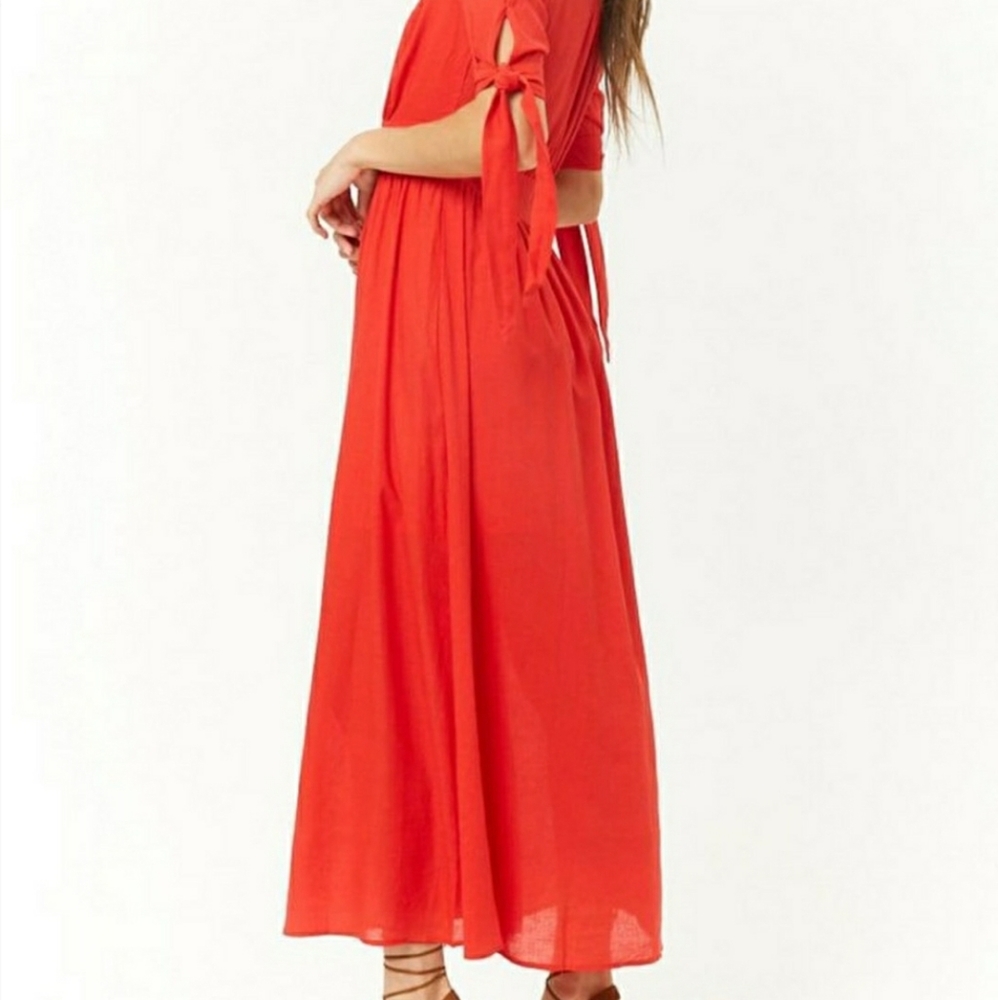 Red Button Front Dress - Picture 3 of 5